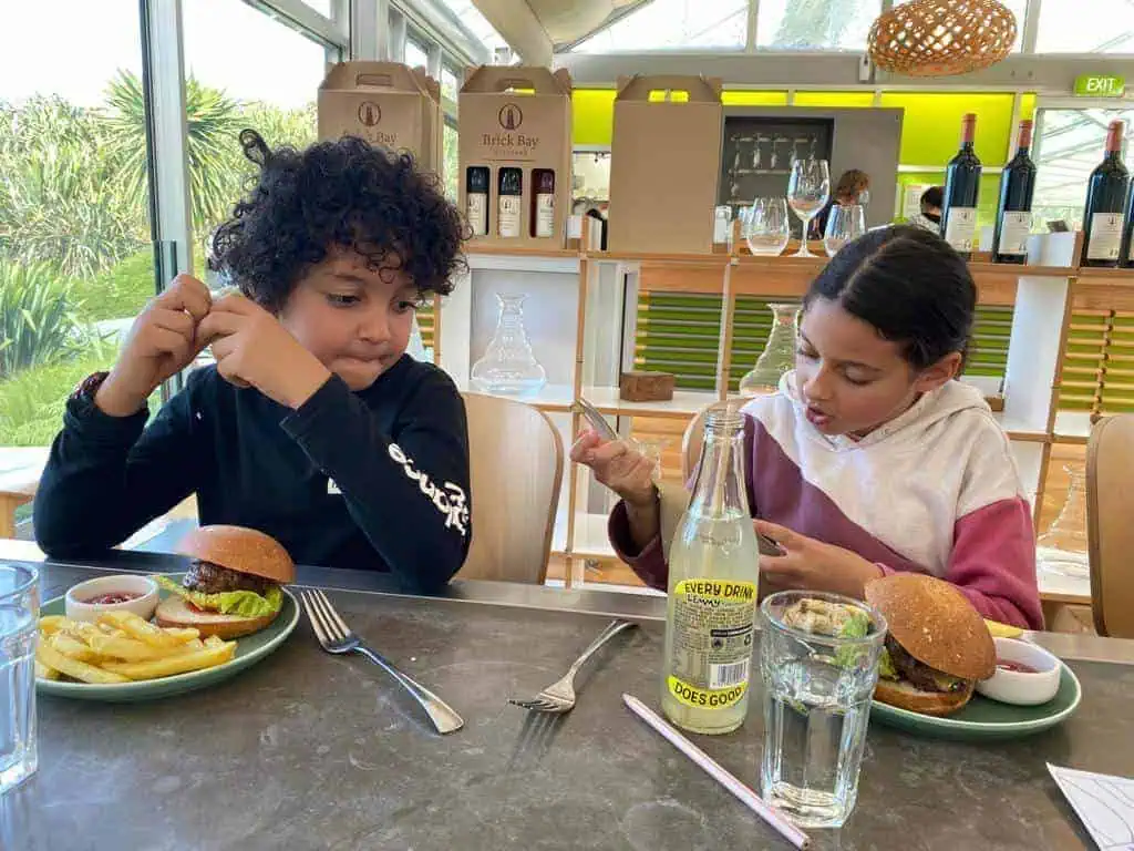 Children enjoying sunny Sunday brunch