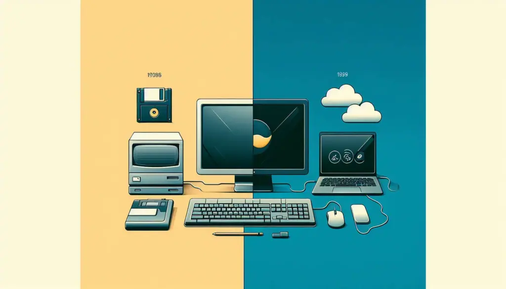 Before and after of tech upgrade showing sleek digital progress