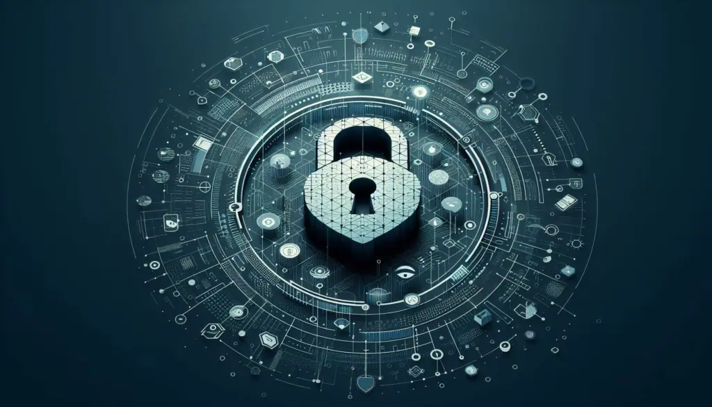 A padlock symbolizing secure digital transformation of government, set against a backdrop of blue circuitry, representing robust data protection and privacy laws