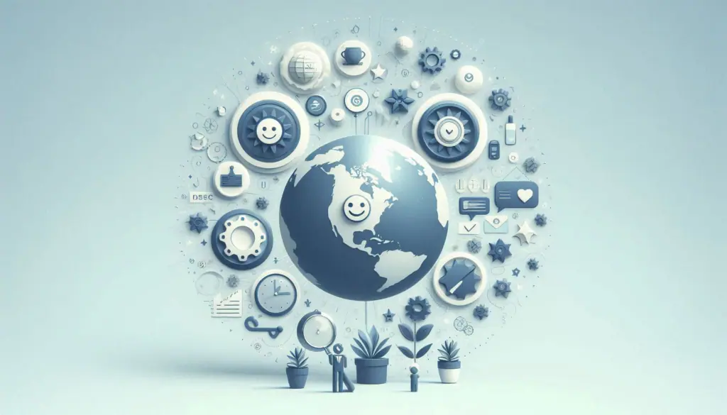 A globe encircled by tech and finance icons, symbolizing enhancing global customer service connectivity and analysis