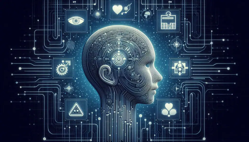 A digital illustration reflecting ‘customer experience in the age of AI’, showcasing a circuit-integrated human profile, symbolizing ethical AI in CX