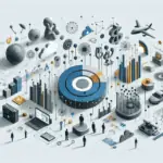 Futuristic illustration with abstract elements, symbolizing the transformative ‘AI in finance’ for a comprehensive guide