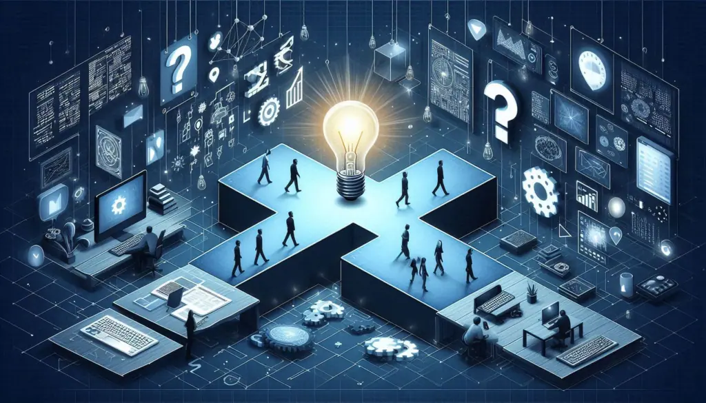 Illustration of a complex concept with people interacting around a central light bulb on puzzle pieces, highlighting potential pitfalls to avoid.