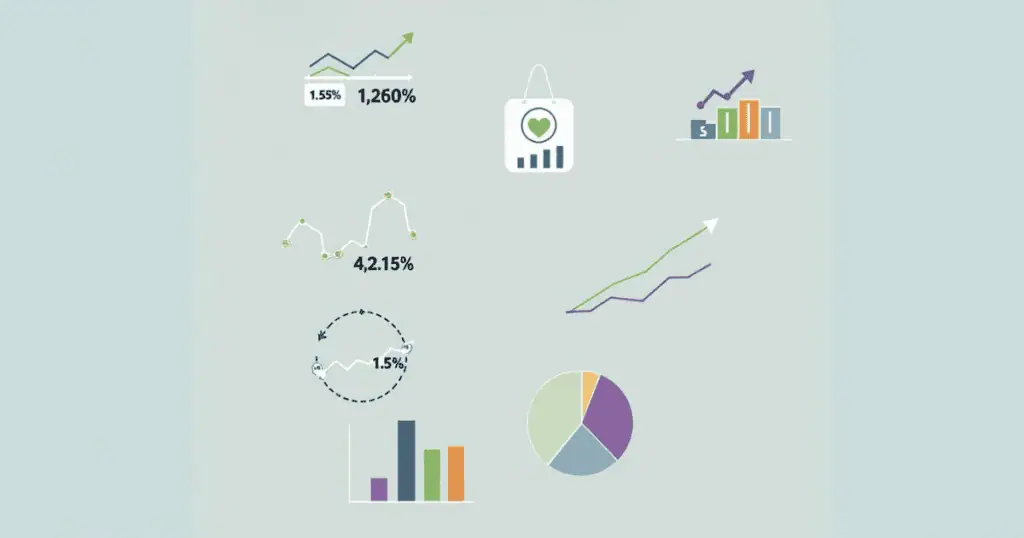 A collection of icons and graphs illustrating various sales and marketing performance metrics, emphasizing Small Business BI Metrics for growth tracking and analysis.